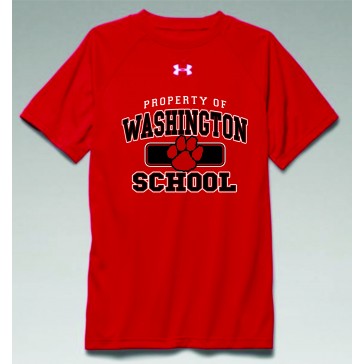 Washington School Under Armour YOUTH_ADULT Short Sleeve Locker Top - RED Property Logo