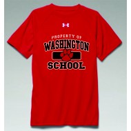 Washington School Under Armour YOUTH_ADULT Short Sleeve Locker Top - RED Property Logo