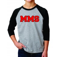 Maplewood Middle School RAGLAN 3/4 T-Shirt - GREY
