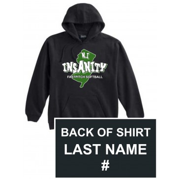NJ Insanity Fastpitch Softball Pennant Sportswear Hooded Sweatshirt - BLACK