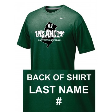 NJ Insanity Fastpitch Softball Nike Team Short Sleeve Legend Top - FOREST