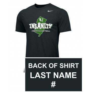 NJ Insanity Fastpitch Softball Nike Team Short Sleeve Legend Top - BLACK