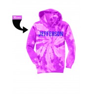 Jefferson School PORT & COMPANY Tie Dye Hooded Sweatshirt - PINK