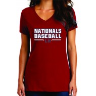 Long Hill Nationals DISTRICT Womens V Neck T - RED