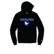Devilfish Swimming CHAMPION Hooded Sweatshirt - BLACK