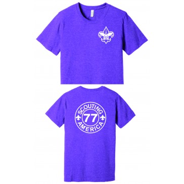 BSA Troop 77 BELLA CANVAS CVC T Shirt PURPLE (CLASS B UNIFORM)